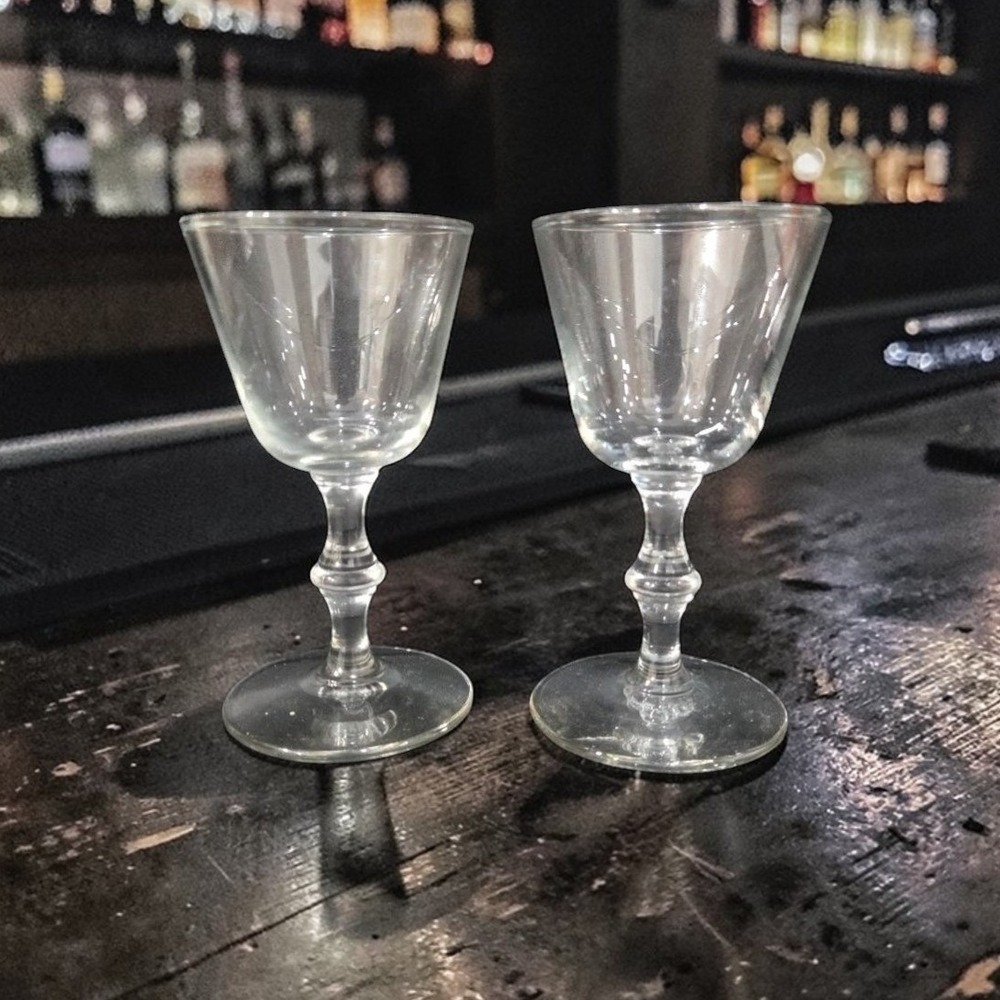 Libbey Georgian Liquor Glasses, Set of‎ 2, Vintage Cocktail Cordials, Stemware